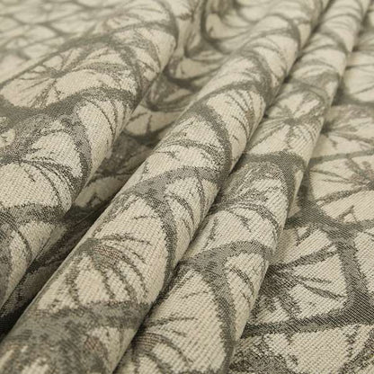 Geometric Stone Design Cream Grey Colour Chenille Upholstery Fabric JO-19