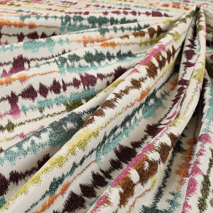 Carnival Living Fabric Collection Multi Colour Striped Spikes Funky Retro Pattern Upholstery Curtains Fabric JO-194 - Roman Blinds