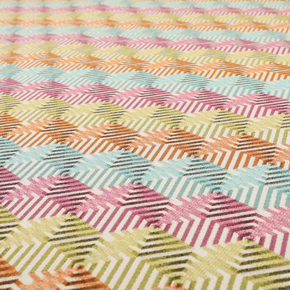 Carnival Living Fabric Collection Multi Colour Geometric Hexagon Shapes Funky Retro Pattern Upholstery Curtains Fabric JO-195 - Roman Blinds