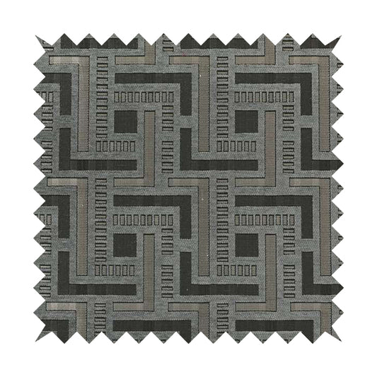 Vegas Silver Grey Shine Effect Geometric Maze Pattern Soft Chenille Upholstery Fabric JO-197