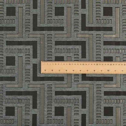 Vegas Silver Grey Shine Effect Geometric Maze Pattern Soft Chenille Upholstery Fabric JO-197