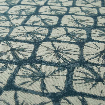 Geometric Stone Design Cream Blue Colour Chenille Upholstery Fabric JO-20 - Handmade Cushions