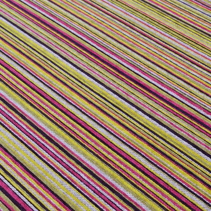 Soft Feel Railroaded Design Candy Multi Coloured Chenille Upholstery Fabric JO-200 - Roman Blinds