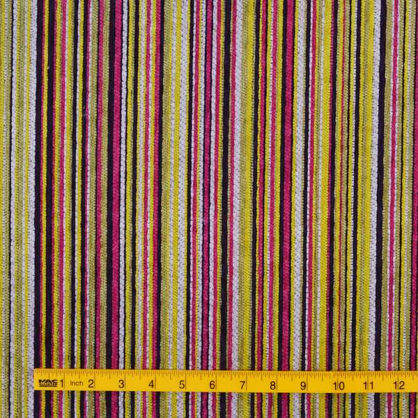 Soft Feel Railroaded Design Candy Multi Coloured Chenille Upholstery Fabric JO-200 - Roman Blinds
