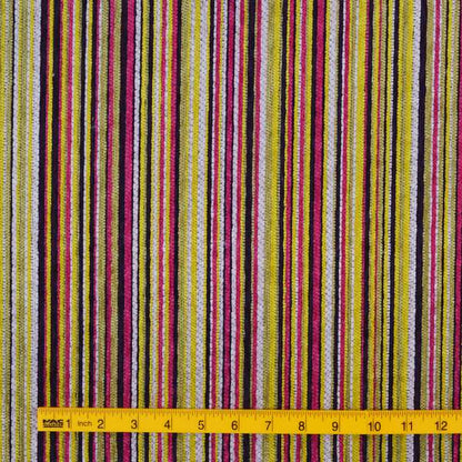 Soft Feel Railroaded Design Candy Multi Coloured Chenille Upholstery Fabric JO-200 - Roman Blinds