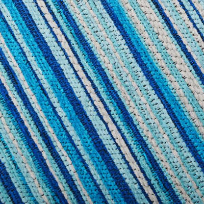 Soft Feel Railroaded Design Blue Colour Chenille Upholstery Fabric JO-201 - Roman Blinds