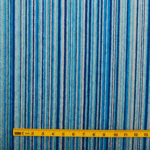 Soft Feel Railroaded Design Blue Colour Chenille Upholstery Fabric JO-201 - Roman Blinds