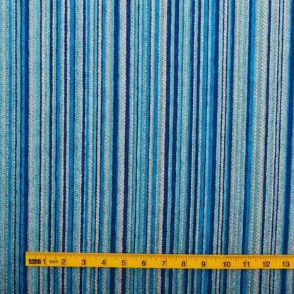 Soft Feel Railroaded Design Blue Colour Chenille Upholstery Fabric JO-201 - Roman Blinds