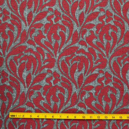 Renieri Fabric Collection Red Brown Floral Inspired Pattern Soft Chenille Upholstery Fabric JO-202 - Roman Blinds