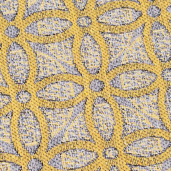 Renieri Fabric Collection Yellow Medallion Inspired Geometric Pattern Soft Chenille Upholstery Fabric JO-203 - Roman Blinds