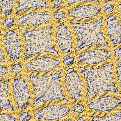 Renieri Fabric Collection Yellow Medallion Inspired Geometric Pattern Soft Chenille Upholstery Fabric JO-203 - Made To Measure Curtains