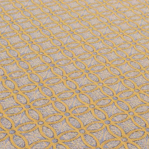 Renieri Fabric Collection Yellow Medallion Inspired Geometric Pattern Soft Chenille Upholstery Fabric JO-203 - Roman Blinds