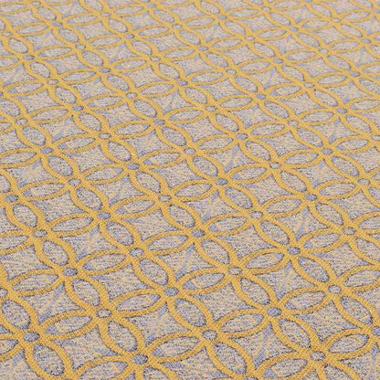 Renieri Fabric Collection Yellow Medallion Inspired Geometric Pattern Soft Chenille Upholstery Fabric JO-203