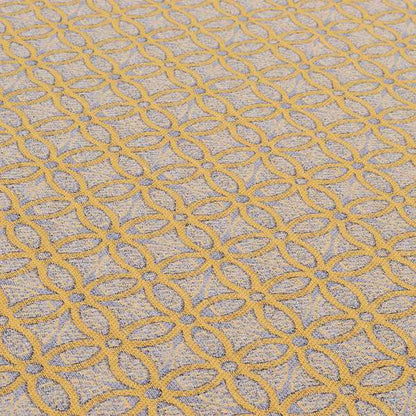 Renieri Fabric Collection Yellow Medallion Inspired Geometric Pattern Soft Chenille Upholstery Fabric JO-203 - Made To Measure Curtains