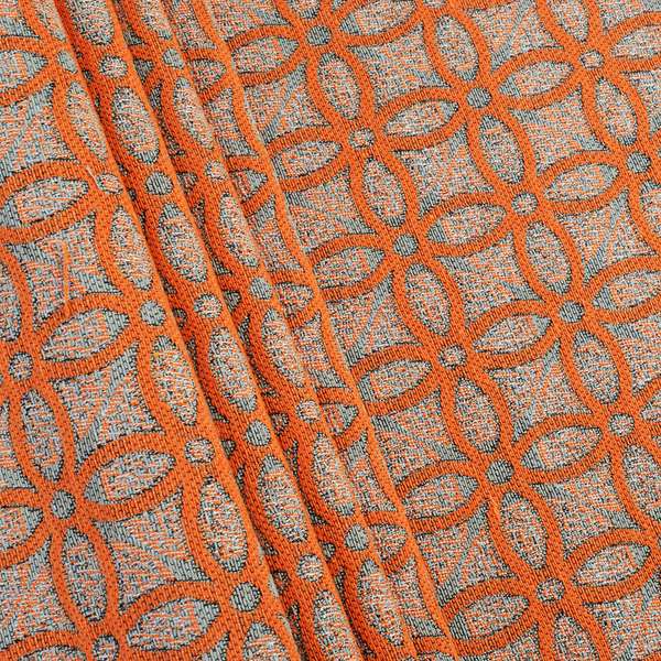 Renieri Fabric Collection Orange Medallion Inspired Geometric Pattern Soft Chenille Upholstery Fabric JO-204 - Roman Blinds