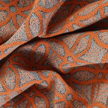 Renieri Fabric Collection Orange Medallion Inspired Geometric Pattern Soft Chenille Upholstery Fabric JO-204 - Handmade Cushions