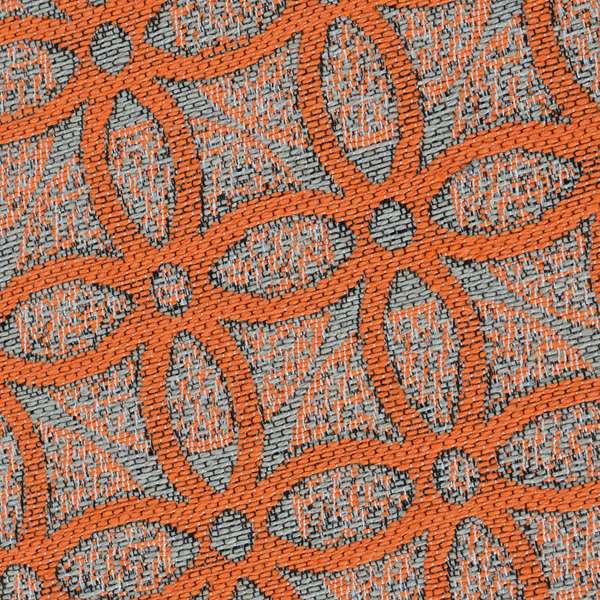 Renieri Fabric Collection Orange Medallion Inspired Geometric Pattern Soft Chenille Upholstery Fabric JO-204 - Roman Blinds