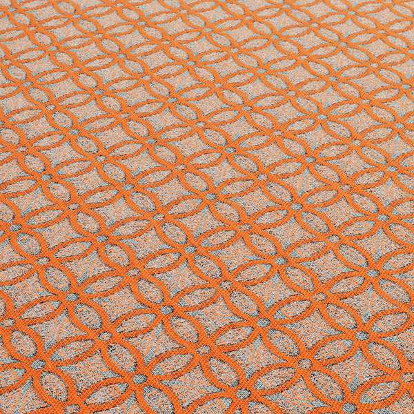 Renieri Fabric Collection Orange Medallion Inspired Geometric Pattern Soft Chenille Upholstery Fabric JO-204 - Roman Blinds