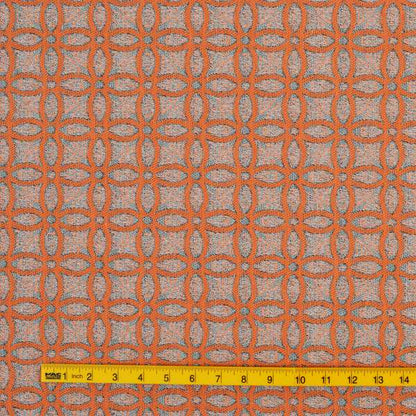 Renieri Fabric Collection Orange Medallion Inspired Geometric Pattern Soft Chenille Upholstery Fabric JO-204 - Roman Blinds