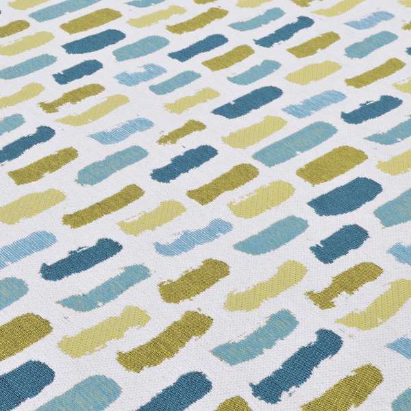 White Green Blue Colours Paint Strokes Inspired Pattern Soft Chenille Upholstery Fabric JO-206 - Roman Blinds