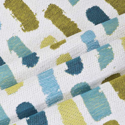 White Green Blue Colours Paint Strokes Inspired Pattern Soft Chenille Upholstery Fabric JO-206 - Roman Blinds