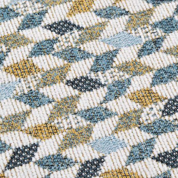Yellow Blue White Small Geometric Pattern Soft Chenille Upholstery Fabric JO-208 - Made To Measure Curtains