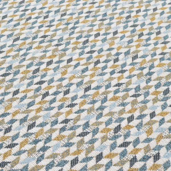 Yellow Blue White Small Geometric Pattern Soft Chenille Upholstery Fabric JO-208 - Roman Blinds