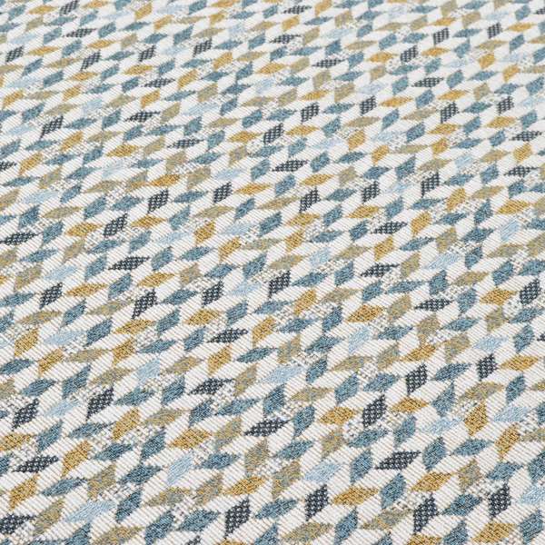 Yellow Blue White Small Geometric Pattern Soft Chenille Upholstery Fabric JO-208 - Made To Measure Curtains
