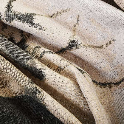 Beige Brown Colour Full Body Stag Animal In Scenery Pattern Soft Chenille Upholstery Fabric JO-209 - Made To Measure Curtains