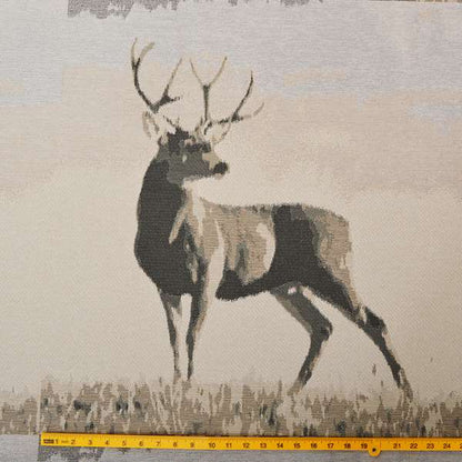 Beige Brown Colour Full Body Stag Animal In Scenery Pattern Soft Chenille Upholstery Fabric JO-209 - Roman Blinds