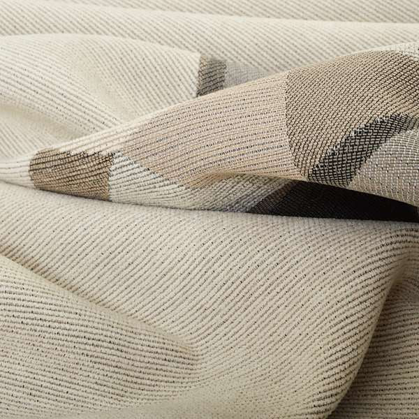 Beige Brown Colour Stag Head Animal In Geometric Pattern Soft Chenille Upholstery Fabric JO-210 - Made To Measure Curtains