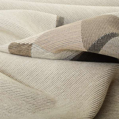 Beige Brown Colour Stag Head Animal In Geometric Pattern Soft Chenille Upholstery Fabric JO-210 - Made To Measure Curtains