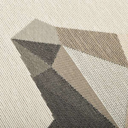 Beige Brown Colour Stag Head Animal In Geometric Pattern Soft Chenille Upholstery Fabric JO-210 - Made To Measure Curtains