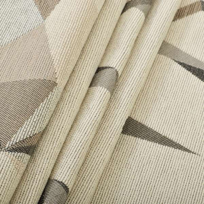 Beige Brown Colour Stag Head Animal In Geometric Pattern Soft Chenille Upholstery Fabric JO-210 - Made To Measure Curtains