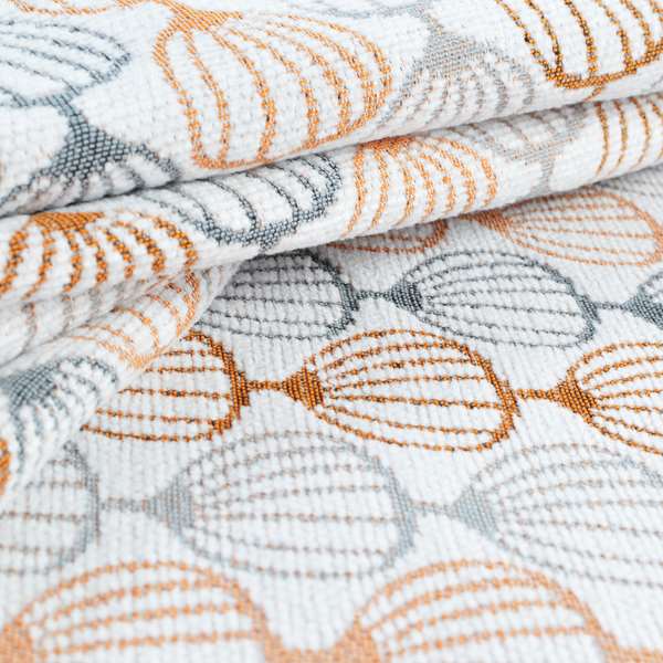 Orange Grey White Geometric Balloon Pattern Soft Chenille Upholstery Fabric JO-214 - Roman Blinds