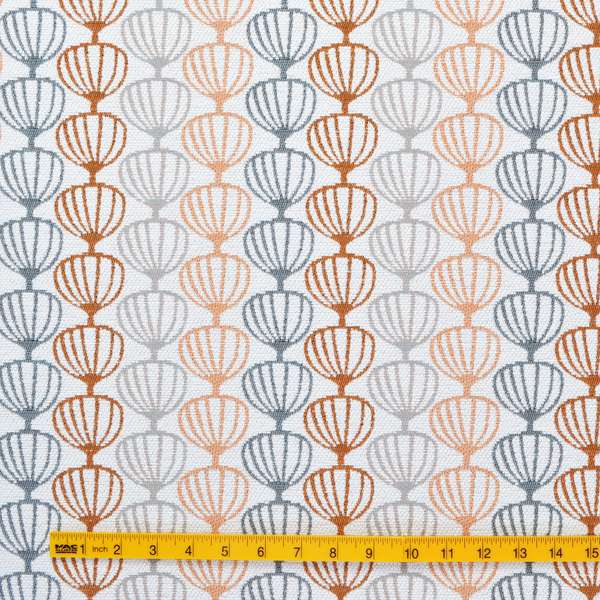 Orange Grey White Geometric Balloon Pattern Soft Chenille Upholstery Fabric JO-214 - Roman Blinds