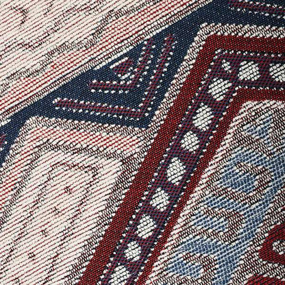 Cream Wine Blue Colour Kilim Aztec Geometric Design Soft Chenille Upholstery Fabric JO-220 - Roman Blinds