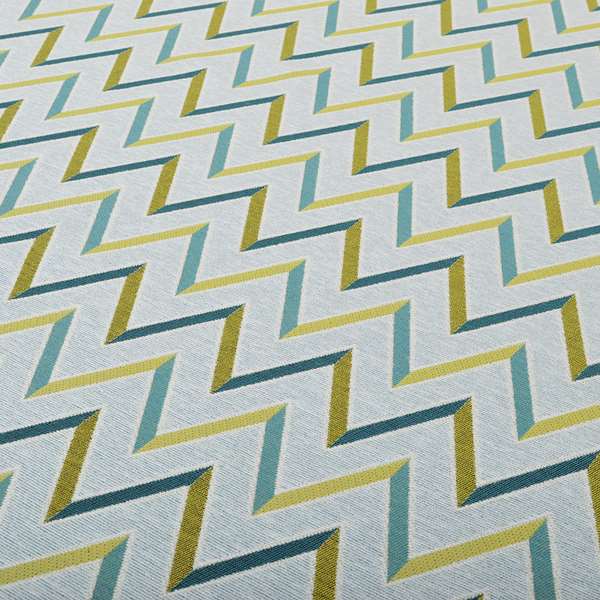 White Teal Green Chevron Stripe Design Soft Chenille Upholstery Fabric JO-221 - Roman Blinds