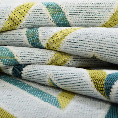 White Teal Green Chevron Stripe Design Soft Chenille Upholstery Fabric JO-221 - Roman Blinds