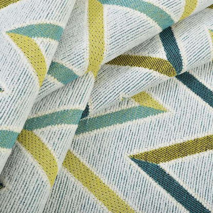 White Teal Green Chevron Stripe Design Soft Chenille Upholstery Fabric JO-221 - Roman Blinds