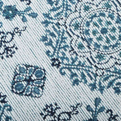 White Blue Medallion Design Soft Chenille Upholstery Fabric JO-224 - Roman Blinds