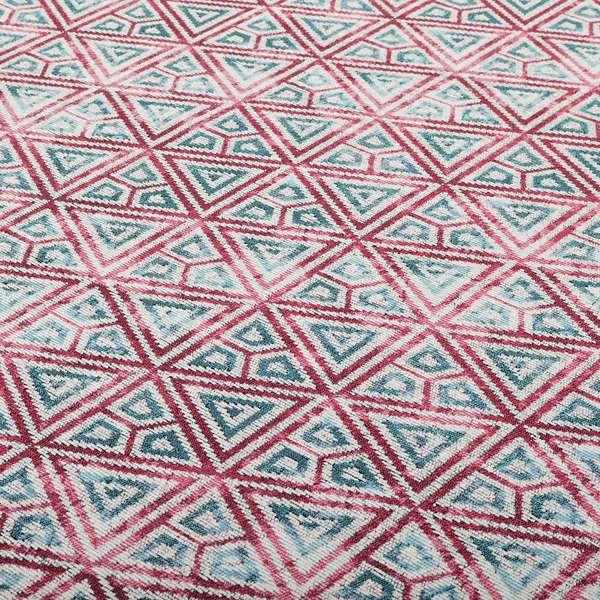 Pink White Blue Balanced Shapes Design Soft Chenille Upholstery Fabric JO-225