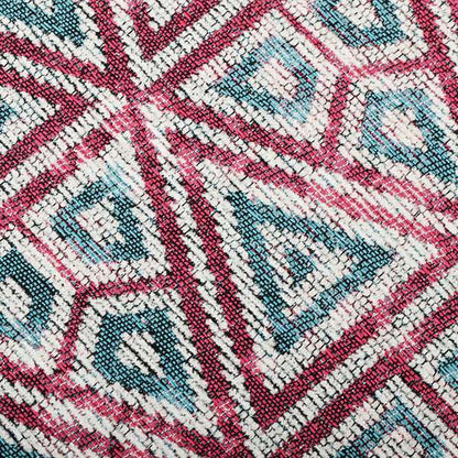 Pink White Blue Balanced Shapes Design Soft Chenille Upholstery Fabric JO-225