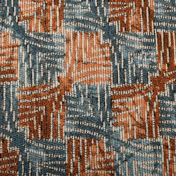 Blue Orange Checker Balanced Design Soft Chenille Upholstery Fabric JO-226 - Roman Blinds