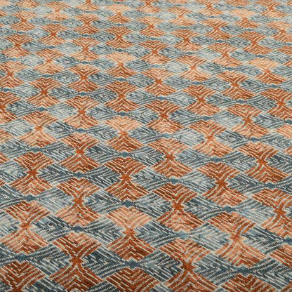 Blue Orange Checker Balanced Design Soft Chenille Upholstery Fabric JO-226 - Roman Blinds