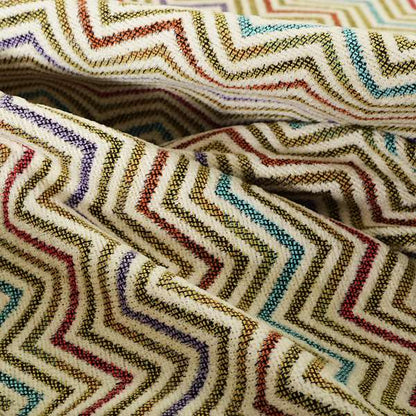 Multi Coloured Chevron Striped Soft Chenille Upholstery Fabric JO-229 - Roman Blinds