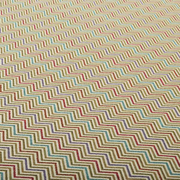 Multi Coloured Chevron Striped Soft Chenille Upholstery Fabric JO-229 - Roman Blinds
