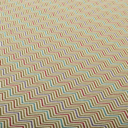 Multi Coloured Chevron Striped Soft Chenille Upholstery Fabric JO-229 - Roman Blinds