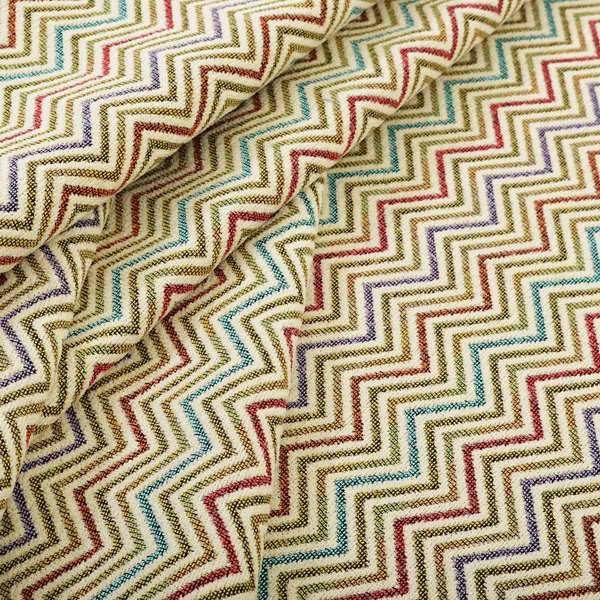 Multi Coloured Chevron Striped Soft Chenille Upholstery Fabric JO-229 - Roman Blinds