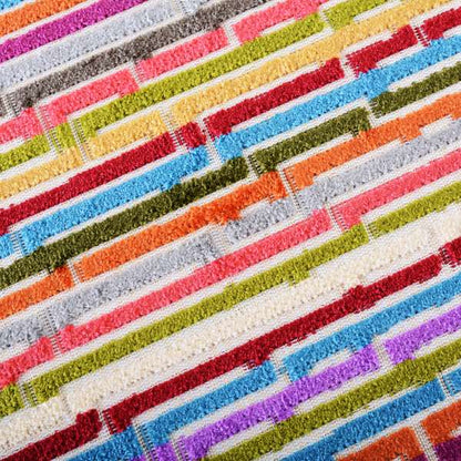 Amazilia Velvet Collection Multi Coloured Geometric Line Striped Designer Pattern Soft Velvet Upholstery Fabric JO-231 - Roman Blinds